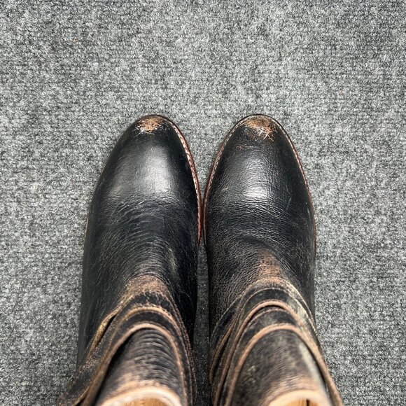 Bed Stu Begin Ankle Boots Women's 8.5 Black Rustic Leather Western Buckle Bootie - Picture 11 of 16